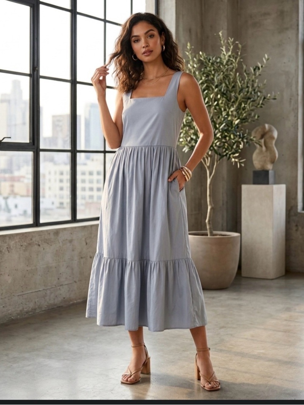 Smash + Tess Maisie Midi Dress Sky Blue Size Medium